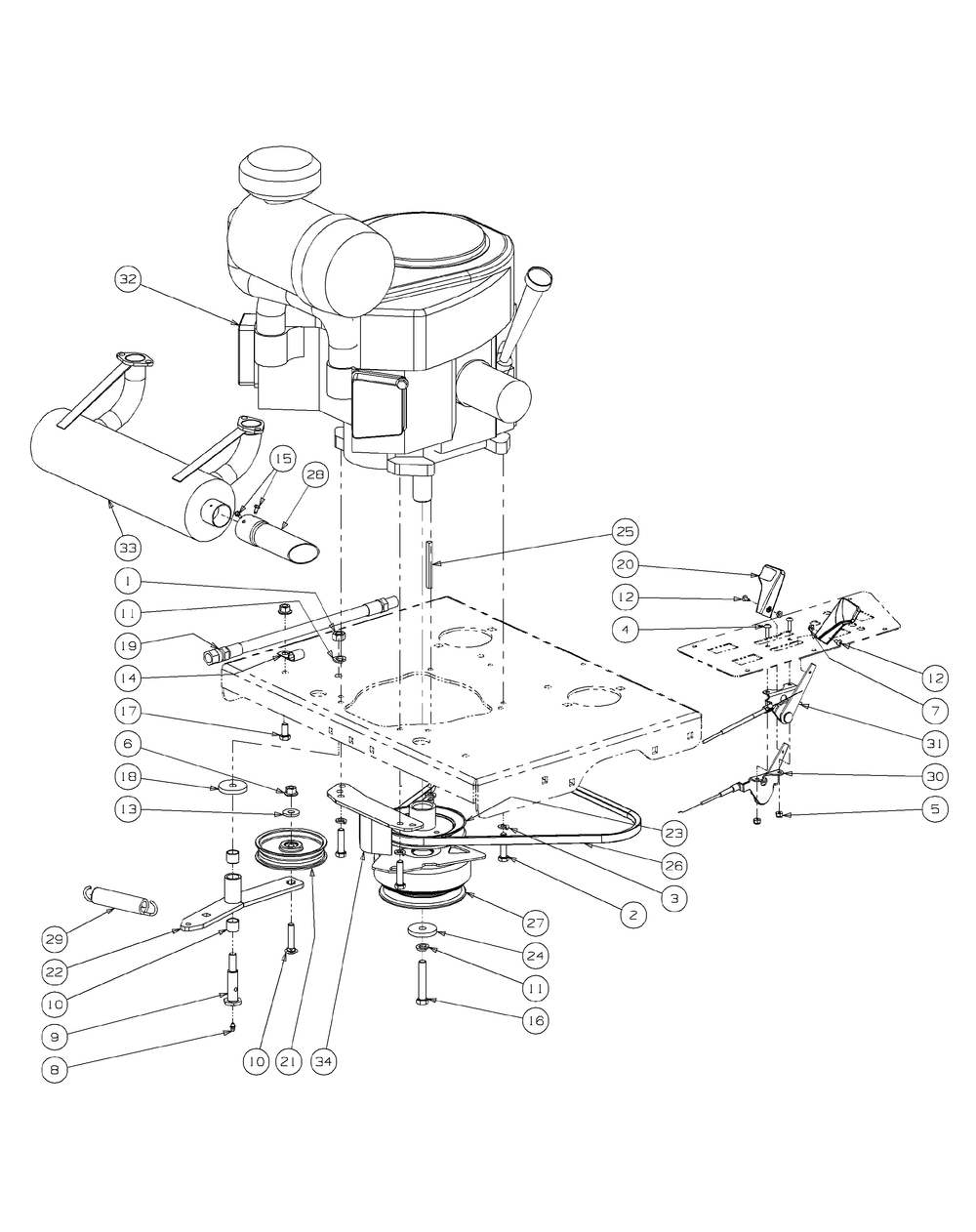Kawasaki Engine Assembly Diagram and Parts List for M72-KW 53AI8CTZ750-37HP-OHV Cub Cadet Lawn Tractor